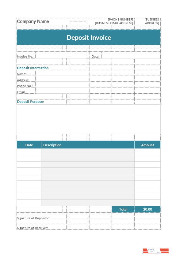 Deposit Invoice Template PSD template